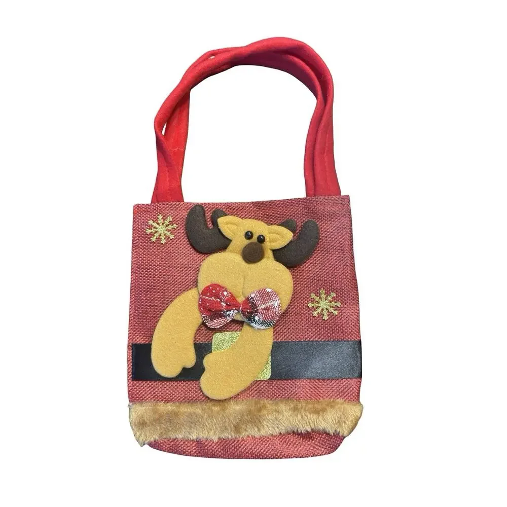 Set of 4 Christmas Gift Treat Bags Santa Snowman Reindeer Bear Holiday Tote‎